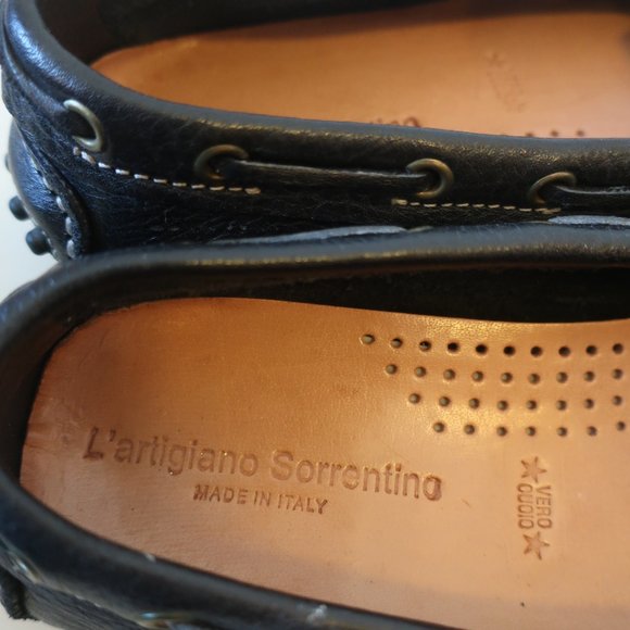 Womens L'Artigiano Sorrentino Black Leather Flat Driving Shoes 39D US/9D* - Picture 8 of 11